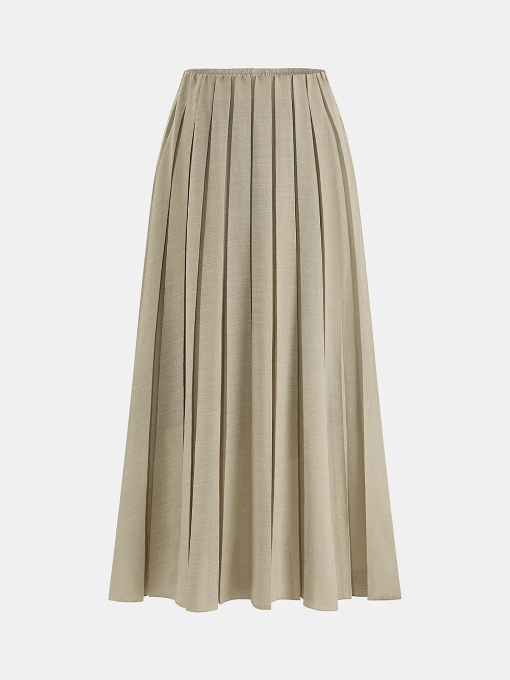 Elastic Waist Pleated Midi Skirt - Picture 2 of 5